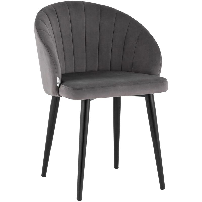Стул Balsari Chair Серый Велюр Серый Черный Стул Balsari Chair Серый Велюр Серый Черный в Грозном | Loft Concept