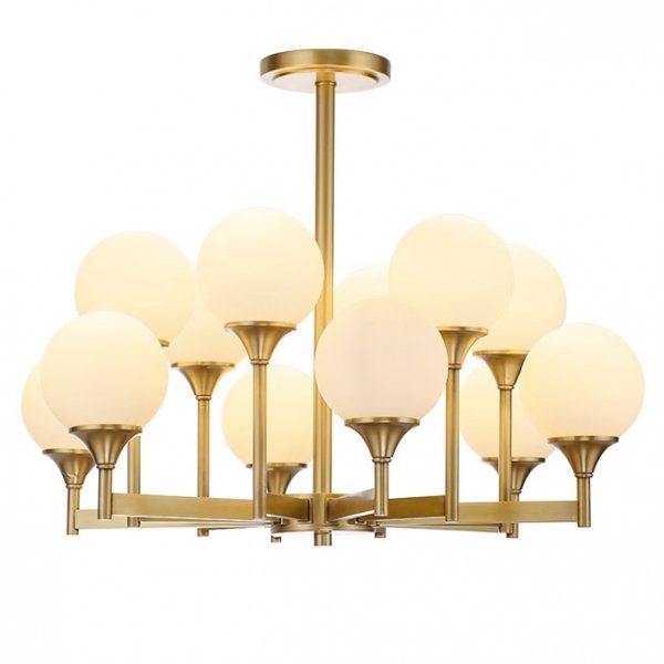 Люстра Ball Valley Chandelier 12 Белый Латунь Люстра Ball Valley Chandelier 12 Белый Латунь в Грозном | Loft Concept
