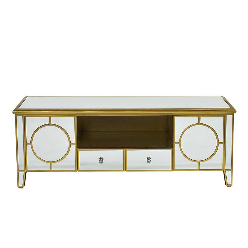 Комод в стиле арт-деко зеркальный Mirrored Circles Commode Золотой Комод в стиле арт-деко зеркальный Mirrored Circles Commode Золотой в Грозном | Loft Concept