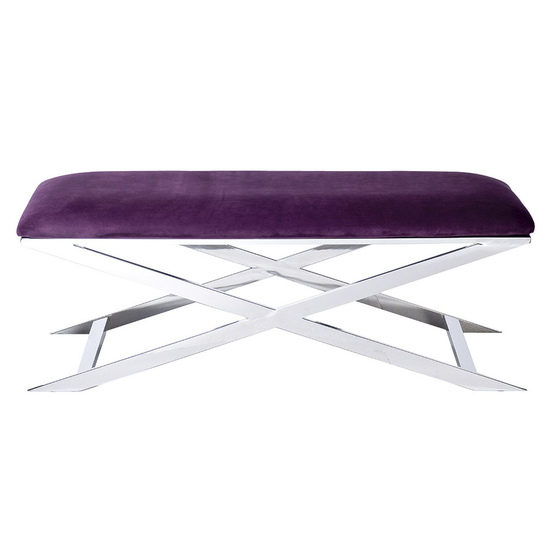 Банкетка Bench Velor Violet Хром Фиолетовый Банкетка Bench Velor Violet Хром Фиолетовый в Грозном | Loft Concept