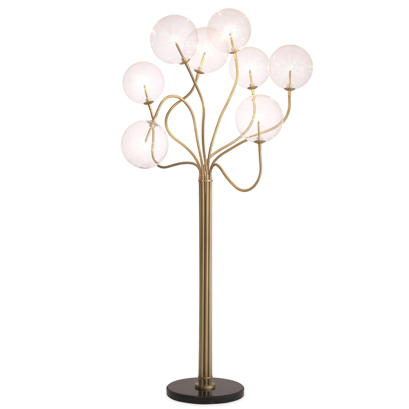 Торшер Eichholtz Floor Lamp Elon Латунь Античная полированная Прозрачное Стекло Черный Мрамор Nero Торшер Eichholtz Floor Lamp Elon Латунь Античная полированная Прозрачное Стекло Черный Мрамор Nero в Грозном | Loft Concept