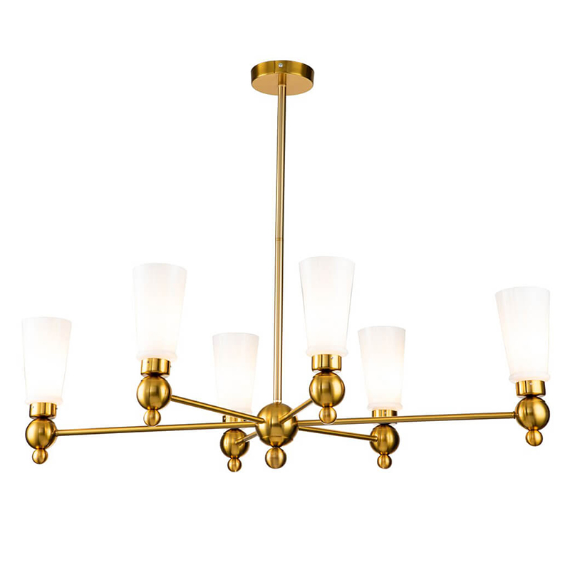 Люстра Chamila Chandelier 6 Латунь Белый Люстра Chamila Chandelier 6 Латунь Белый в Грозном | Loft Concept