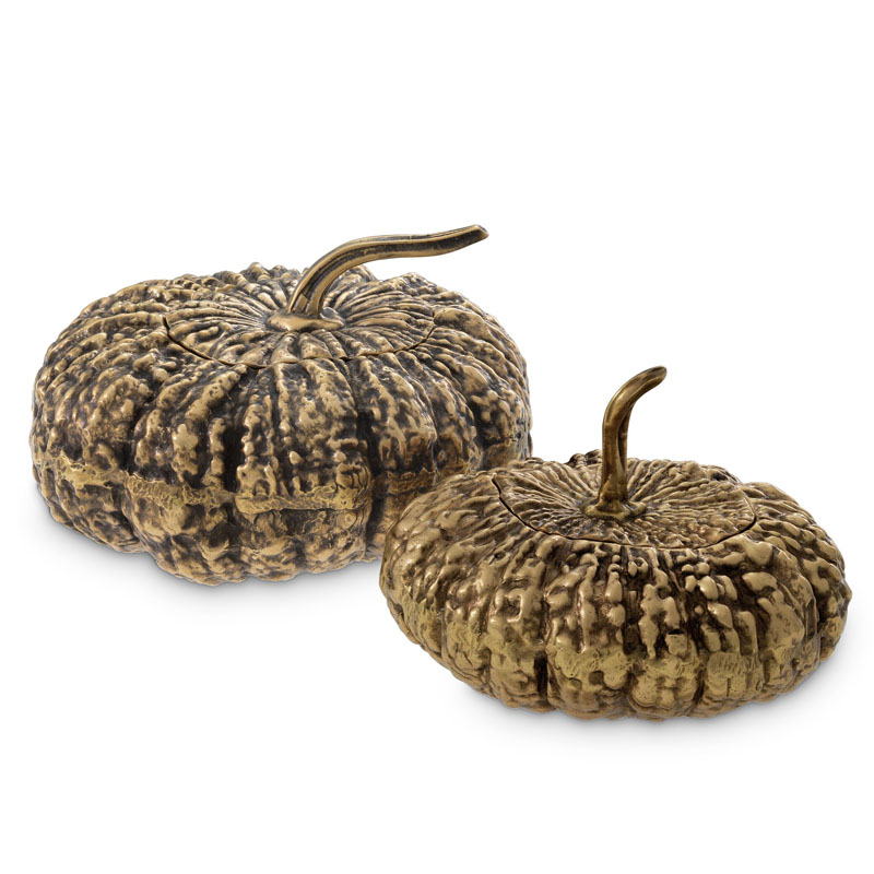 Набор шкатулок Eichholtz BOX CITROUILLE SET OF 2 Винтажная латунь Набор шкатулок Eichholtz BOX CITROUILLE SET OF 2 Винтажная латунь в Грозном | Loft Concept