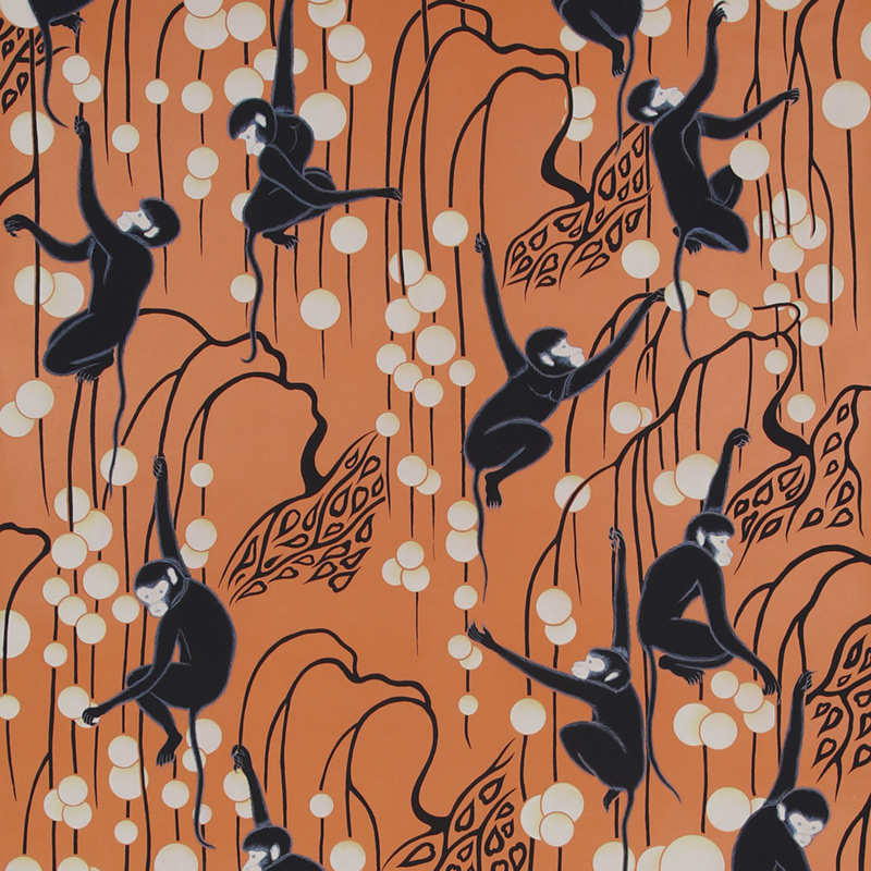 Обои ручная роспись Deco Monkeys Terracotta on dyed paper Обои ручная роспись Deco Monkeys Terracotta on dyed paper в Грозном | Loft Concept