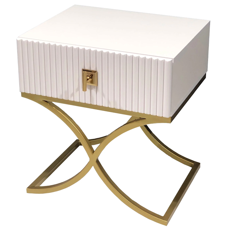 Тумба Catrin Nightstand Белый Золотой Тумба Catrin Nightstand Белый Золотой в Грозном | Loft Concept