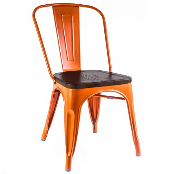 Кухонный стул Tolix Chair Wood Orange Оранжевый Коричневый Кухонный стул Tolix Chair Wood Orange Оранжевый Коричневый в Грозном | Loft Concept