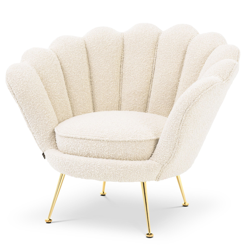 Кресло Eichholtz Chair Trapezium Boucle cream Кремовый Латунь в Грозном | Loft Concept 