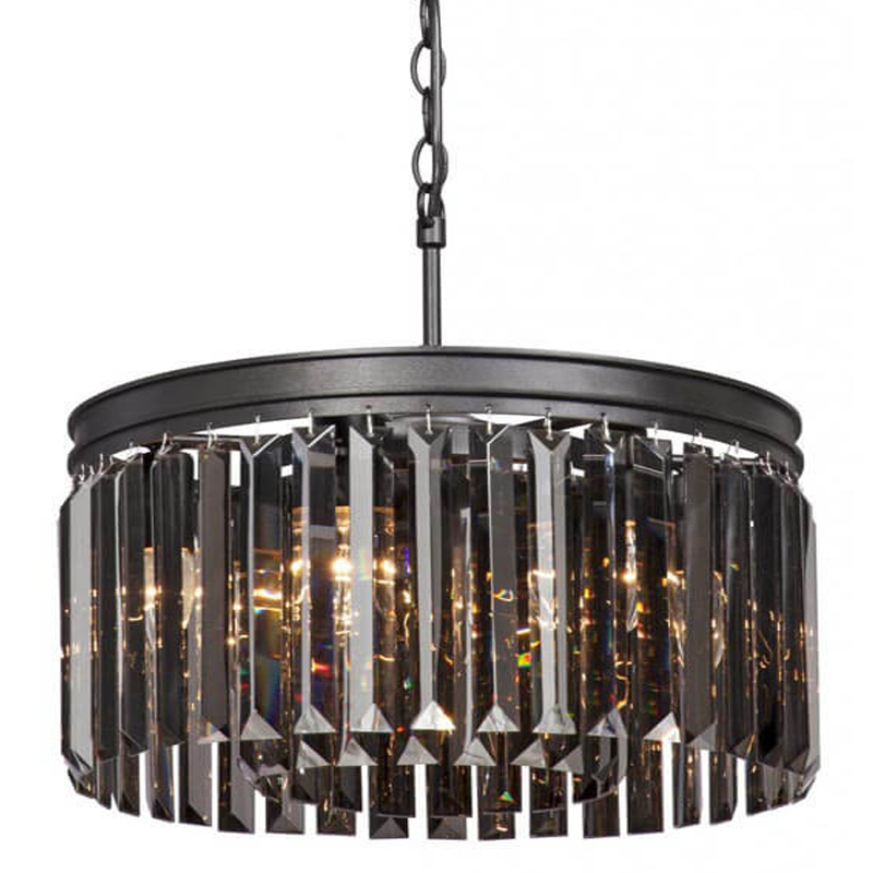 Люстра RH Rhys Smok Glass Prism Round Chandelier 40 Черный матовый в Грозном | Loft Concept 