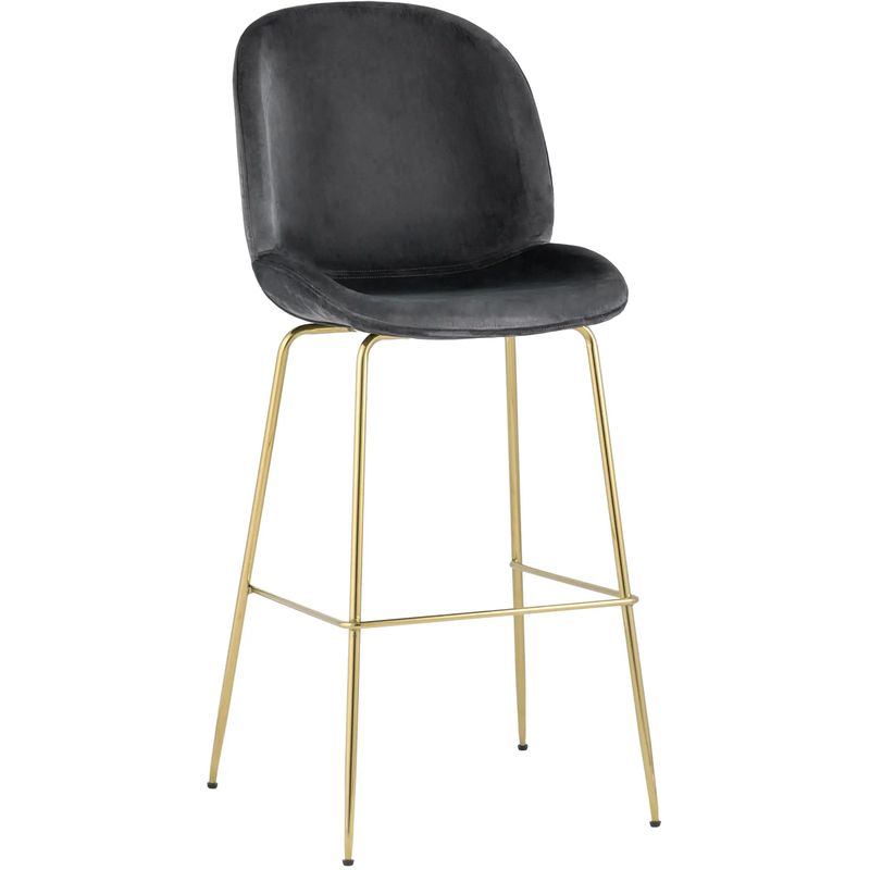 Барный Стул Серый Велюр Vendramin Chair Серый Золотой Барный Стул Серый Велюр Vendramin Chair Серый Золотой в Грозном | Loft Concept