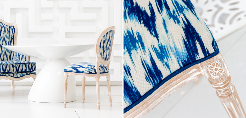 Стул с синим узором Ikat Pattern Стул с синим узором Ikat Pattern - Loft-Concept в Грозном