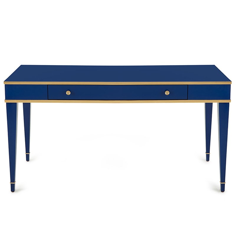 Письменный стол Kelly Desk Синий Синий Винтажное глянцевое золото с состаренным эффектом Письменный стол Kelly Desk Синий Синий Винтажное глянцевое золото с состаренным эффектом в Грозном | Loft Concept