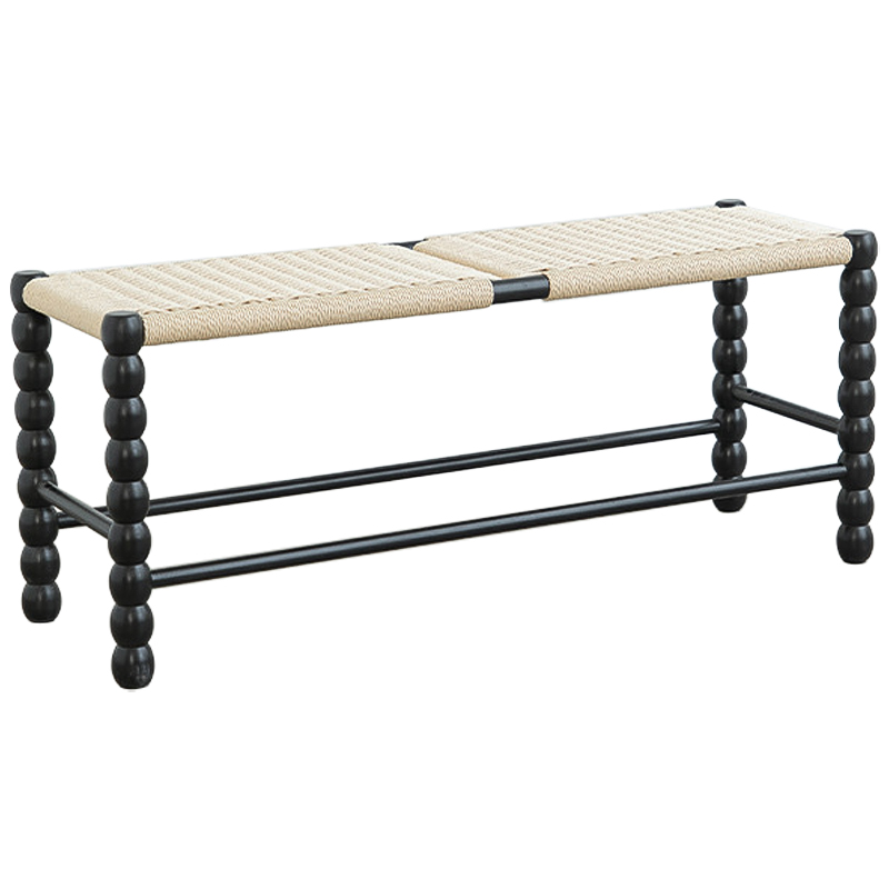 Банкетка French Corner Banquet Black 100 см Черный Бежевый Банкетка French Corner Banquet Black 100 см Черный Бежевый в Грозном | Loft Concept