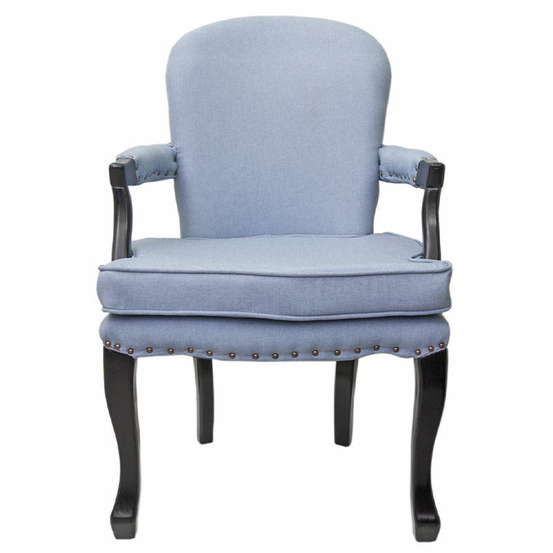 Кресло Aubrey Classical Armchair blue flax Голубой Черный в Грозном | Loft Concept 