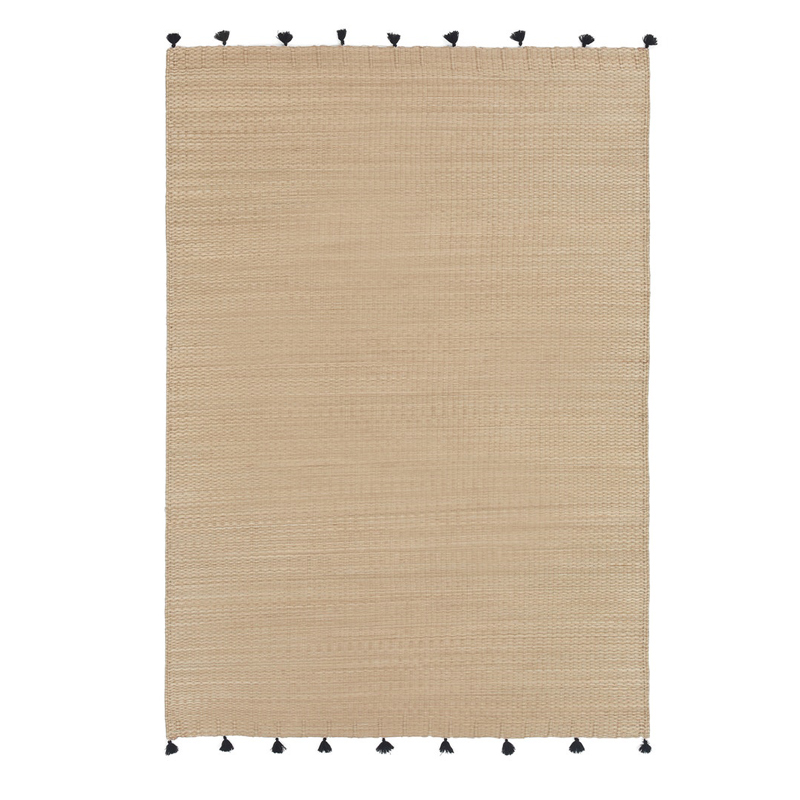 Ковер с помпонами Wicker Carpet Бежевый Черный в Грозном | Loft Concept 