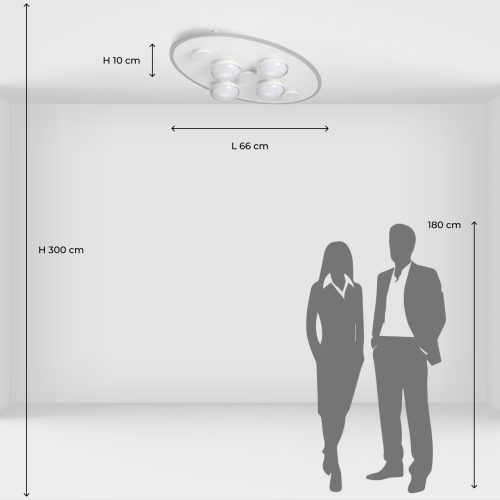 Потолочный светильник овальной формы белого цвета с 7-ю лампами Lunar Pebbles в Грозном