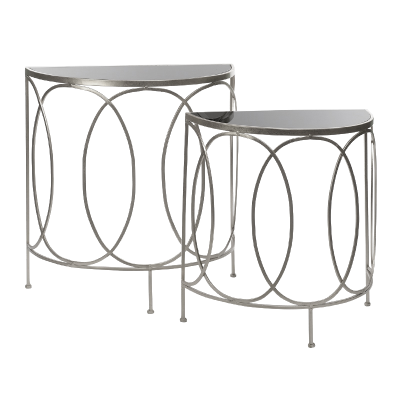 Консоль полукруглая Frame Metallic Silver Серебряный Серый Консоль полукруглая Frame Metallic Silver Серебряный Серый в Грозном | Loft Concept