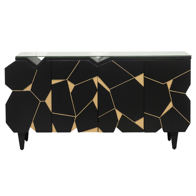 Комод геометрический декор Mosaik Chest of drawers Черный Черный Золотой в Грозном | Loft Concept 
