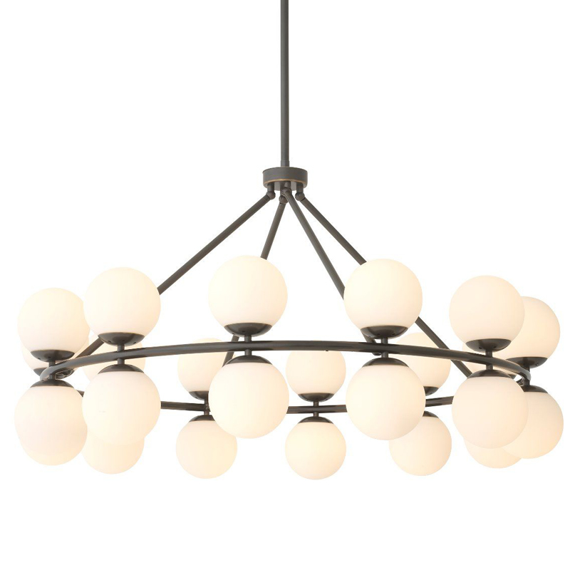 Люстра Eichholtz Chandelier Hutchinson Bronze Темная бронза Белое матовое стекло Люстра Eichholtz Chandelier Hutchinson Bronze Темная бронза Белое матовое стекло в Грозном | Loft Concept