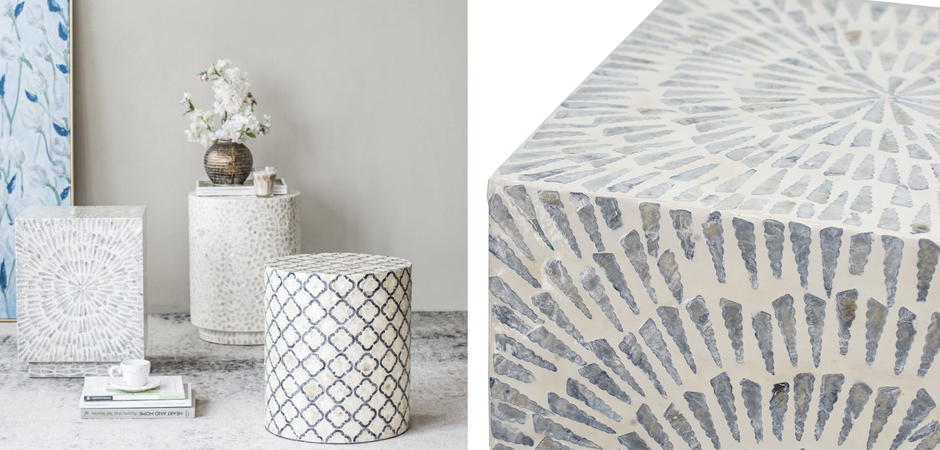 Приставной Стол Bone Inlay из раковин устриц Приставной Стол Bone Inlay из раковин устриц - Loft-Concept в Грозном