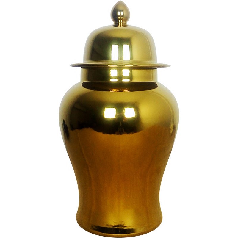 Ваза Gold Ceramic Chinese Jars with Lids Золотой Ваза Gold Ceramic Chinese Jars with Lids Золотой в Грозном | Loft Concept