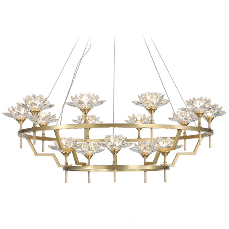 Большая Люстра Хрустальные Цветы Лотоса Lotus flower Clear Glass lamp 15 Латунь Прозрачное Стекло Большая Люстра Хрустальные Цветы Лотоса Lotus flower Clear Glass lamp 15 Латунь Прозрачное Стекло в Грозном | Loft Concept