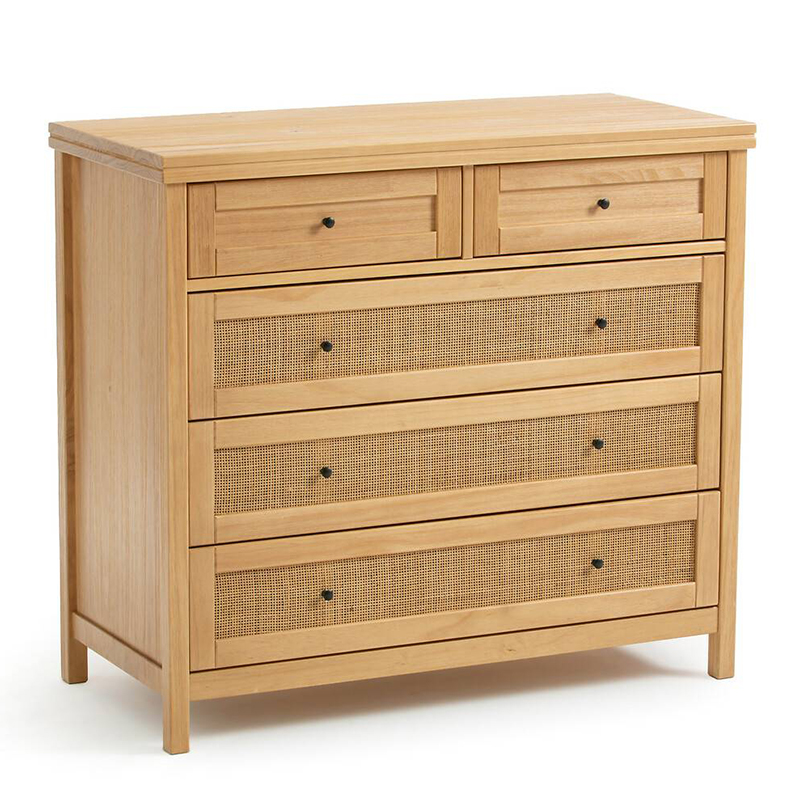 Комод в скандинавском стиле Niels Wicker 5 drawers ящики с плетеными вставками Древесина Комод в скандинавском стиле Niels Wicker 5 drawers ящики с плетеными вставками Древесина в Грозном | Loft Concept
