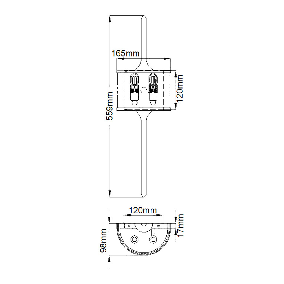 Бра вертикальное с белым полукруглым плафоном и длинным стержнем S Kichler в Грозном