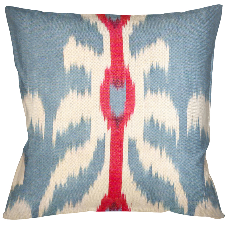 Декоративная подушка Ikat Pattern Голубая с красной линией Мульти Декоративная подушка Ikat Pattern Голубая с красной линией Мульти в Грозном | Loft Concept