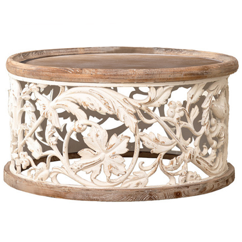 Кофейный стол Fleurette Provence Side Table Древесина Белый Золотой Кофейный стол Fleurette Provence Side Table Древесина Белый Золотой в Грозном | Loft Concept