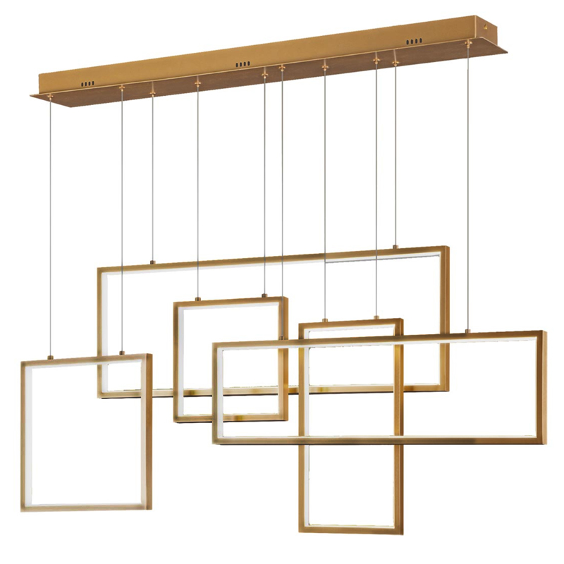 Люстра Rectangle Geometry Chandelier Gold 5 Золотой Люстра Rectangle Geometry Chandelier Gold 5 Золотой в Грозном | Loft Concept