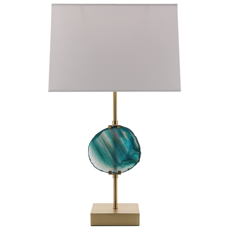 Настольная лампа Blue Agate Design Table Lamp Латунь Синий Бирюзовый Белый Настольная лампа Blue Agate Design Table Lamp Латунь Синий Бирюзовый Белый в Грозном | Loft Concept