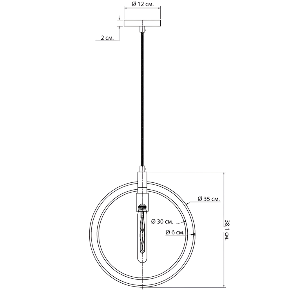 Подвесной светильник из двух металлических колец Two Rings in a Plane в Грозном