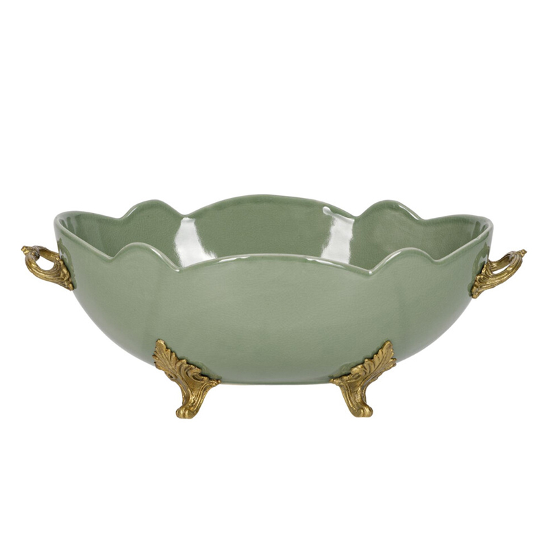 Чаша зеленого цвета из фарфора с волнообразным краем Eden Garden porcelain and bronze Зеленый Бронза Чаша зеленого цвета из фарфора с волнообразным краем Eden Garden porcelain and bronze Зеленый Бронза в Грозном | Loft Concept