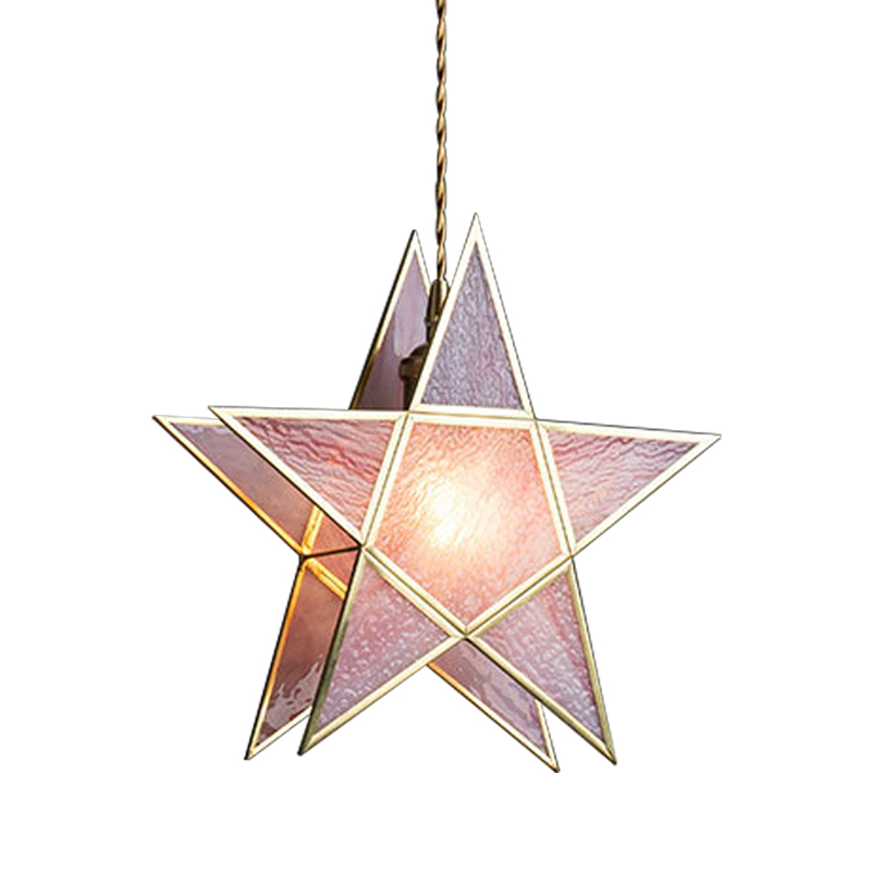 Подвесной светильник Star Pink Glass Hanging Light Розовый Латунь в Грозном | Loft Concept 