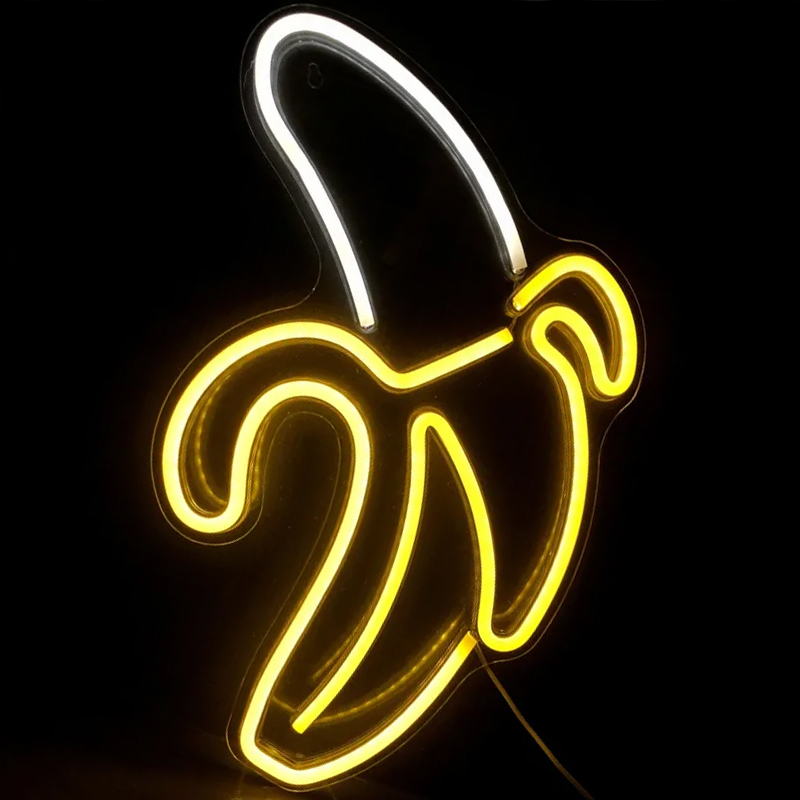Неоновая настенная лампа Banana Neon Wall Lamp Прозрачный Белый Желтый в Грозном | Loft Concept 