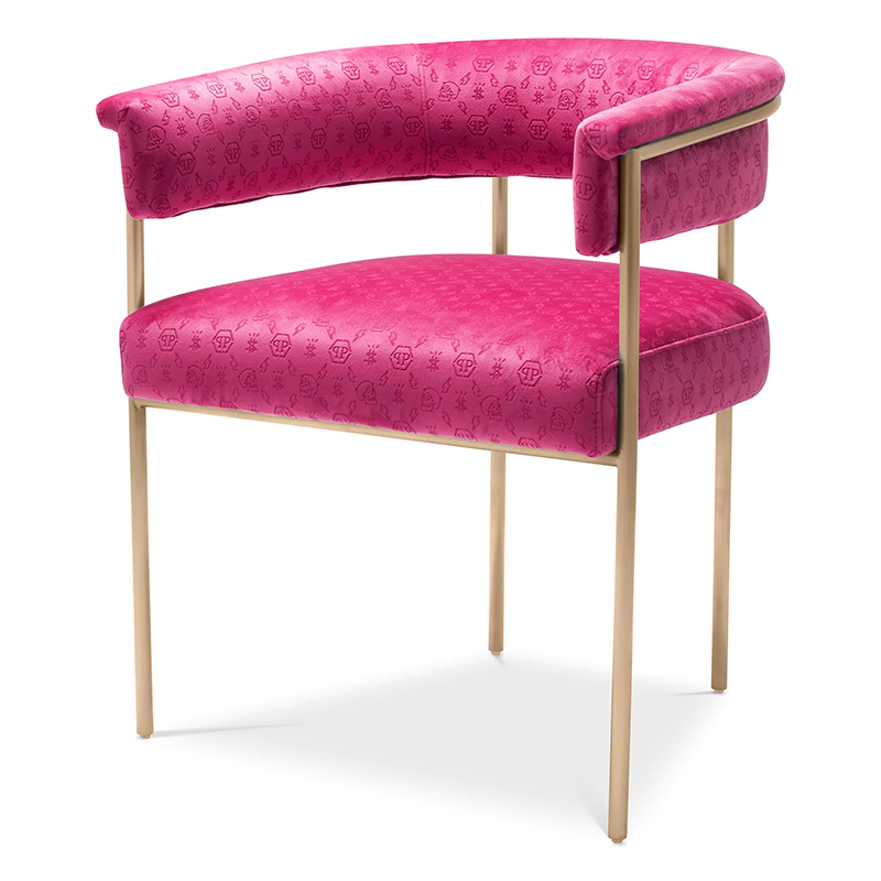 Стул Philipp Plein Dining Chair Monogram Розовый Розовый Золотой Стул Philipp Plein Dining Chair Monogram Розовый Розовый Золотой в Грозном | Loft Concept