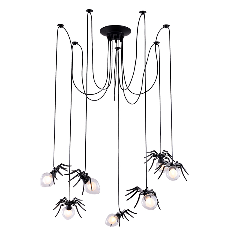 Люстра черная Паук Spiders lamp 7 Черный Прозрачный Люстра черная Паук Spiders lamp 7 Черный Прозрачный в Грозном | Loft Concept