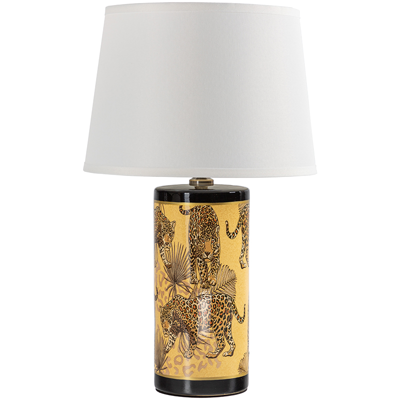 Настольная лампа с абажуром Leopard Lampshade Yellow White Желтый Белый Черный Настольная лампа с абажуром Leopard Lampshade Yellow White Желтый Белый Черный в Грозном | Loft Concept