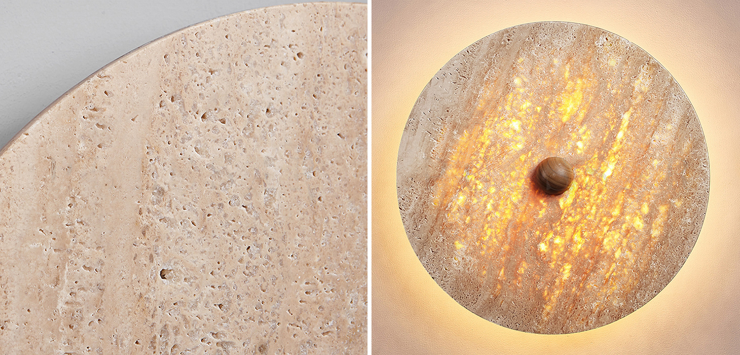 Бра в виде диска из траверта JOAR B TRAVERTINE WALL B - фото