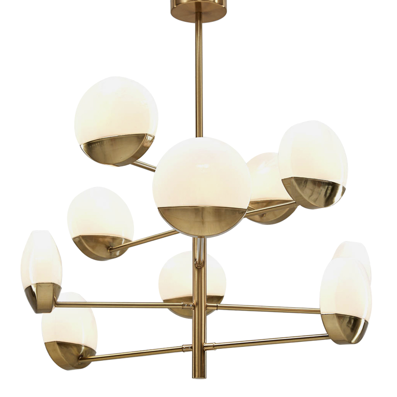 Люстра Perla Chandelier 10 Золотой Белое матовое стекло Люстра Perla Chandelier 10 Золотой Белое матовое стекло в Грозном | Loft Concept