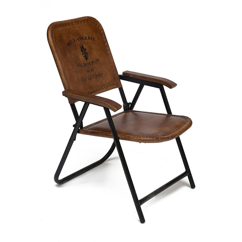 Складной кожаный стул Industrial Folding buffalo leather chair Коричневый Черный Складной кожаный стул Industrial Folding buffalo leather chair Коричневый Черный в Грозном | Loft Concept