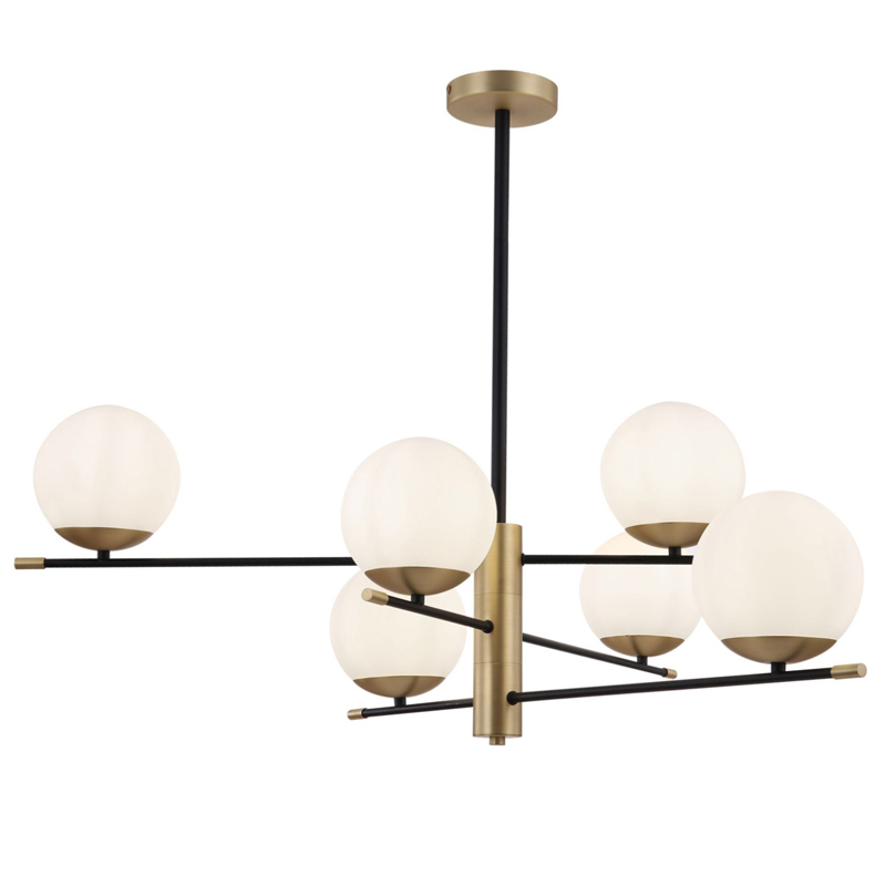 Светильник Spike Six Balls Hanging Lamp матовое золото Прозрачный белый Светильник Spike Six Balls Hanging Lamp матовое золото Прозрачный белый в Грозном | Loft Concept