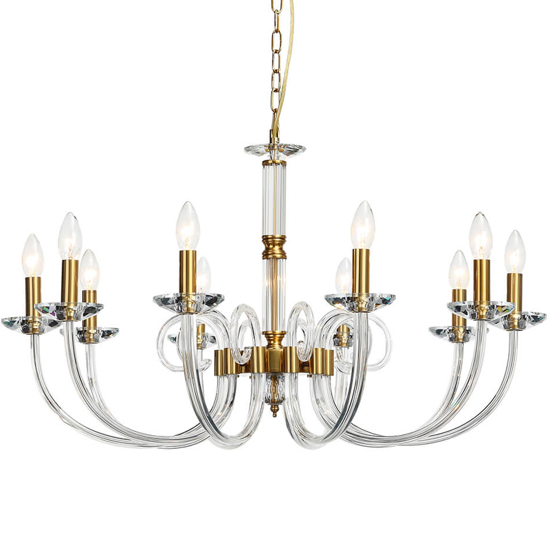 Люстра Twisted Glass Candles Chandelier 10 Золотой Прозрачное Стекло Люстра Twisted Glass Candles Chandelier 10 Золотой Прозрачное Стекло в Грозном | Loft Concept