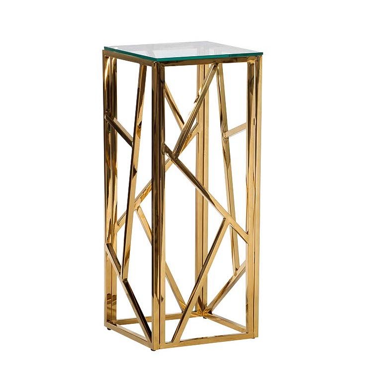 Подставка Serene Furnishing Gold Clear Glass Top stand Прозрачное Стекло Золотой Подставка Serene Furnishing Gold Clear Glass Top stand Прозрачное Стекло Золотой в Грозном | Loft Concept