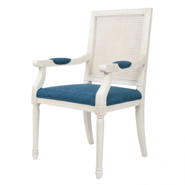 Стул French chairs Provence Garden White ArmChair Белый Темно-синий Стул French chairs Provence Garden White ArmChair Белый Темно-синий в Грозном | Loft Concept