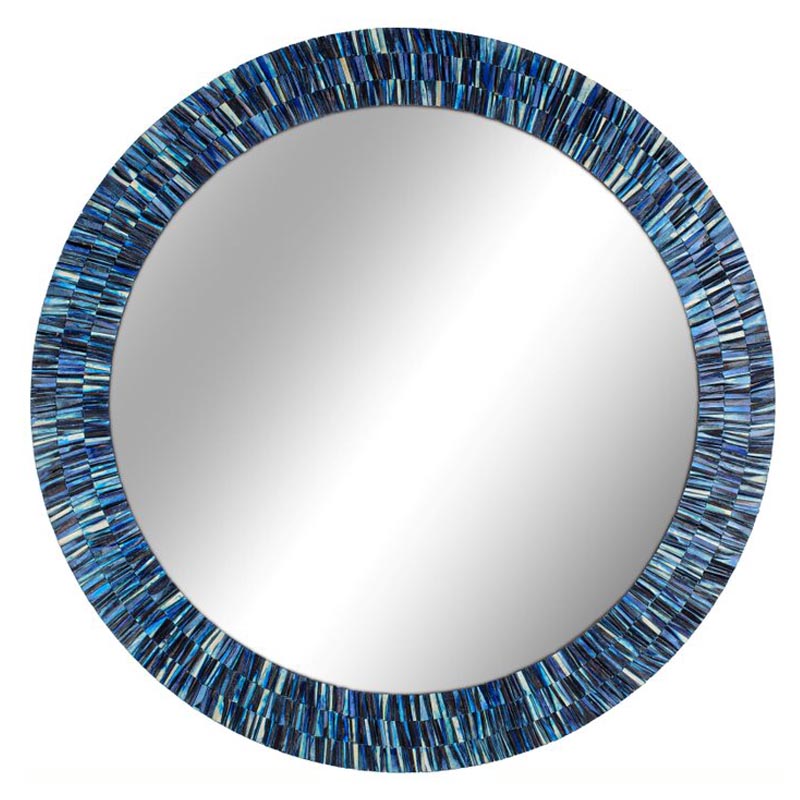 Зеркало Bone Inlay Round Mirror Синий Зеркало Bone Inlay Round Mirror Синий в Грозном | Loft Concept