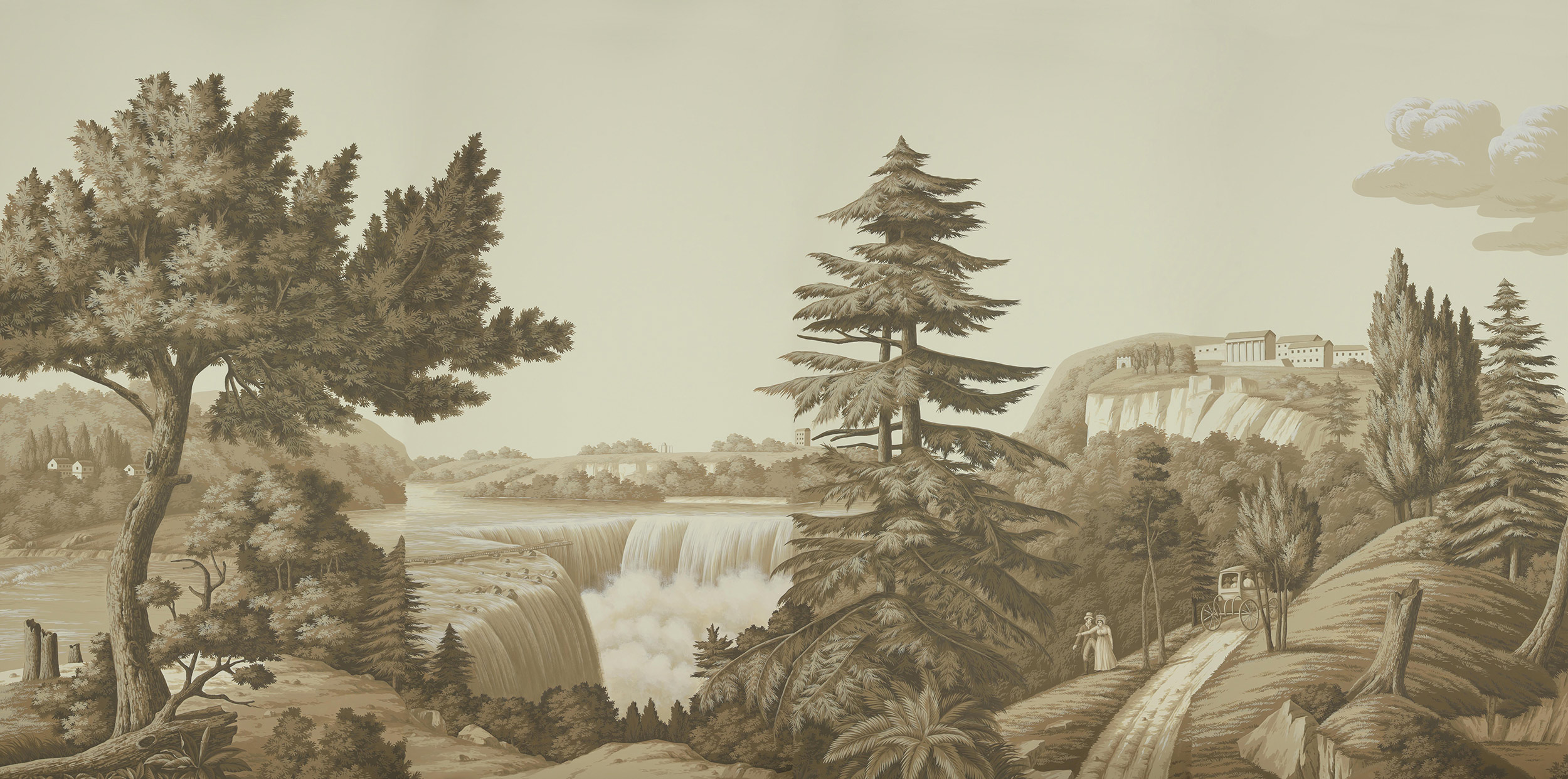 Обои ручная роспись North American River Views Sepia on scenic paper Обои ручная роспись North American River Views Sepia on scenic paper - постер Loft-Concept в Грозном