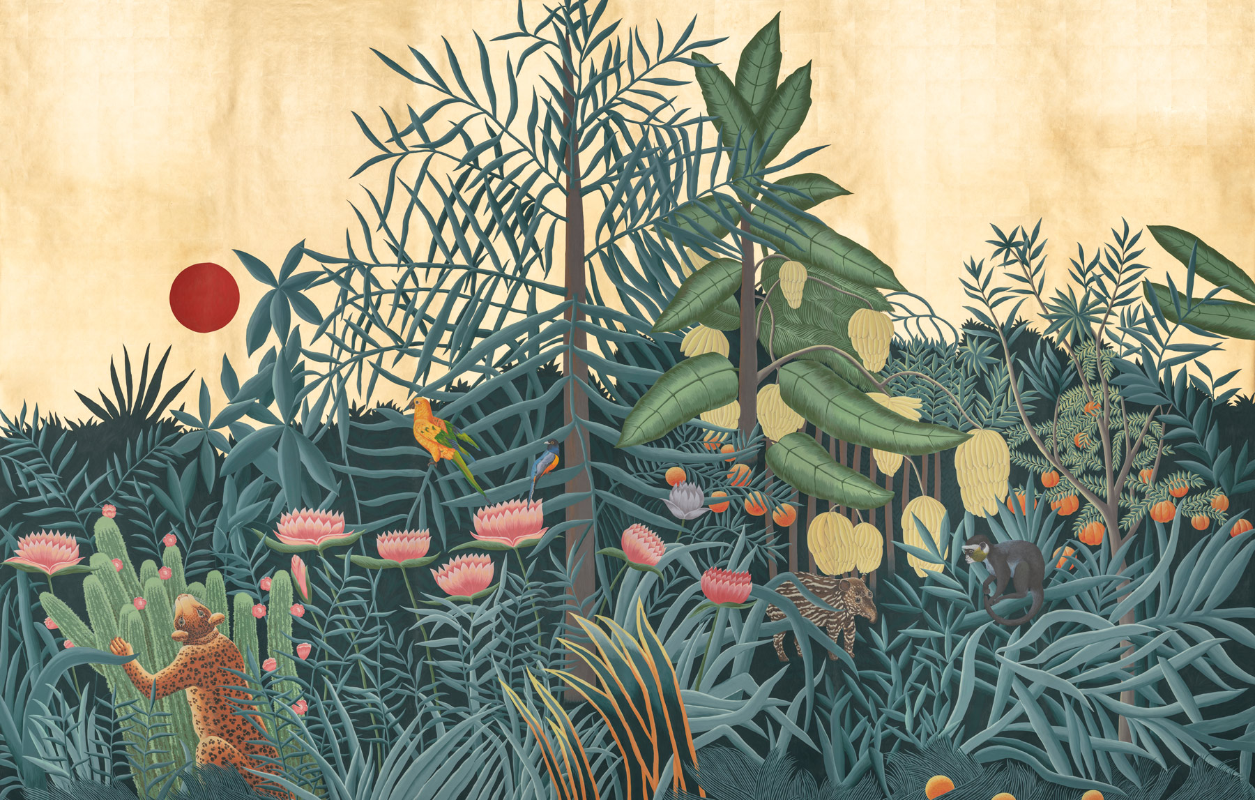 Обои ручная роспись Rousseau Rousseau on Deep Rich Gold gilded paper Обои ручная роспись Rousseau Rousseau on Deep Rich Gold gilded paper - постер Loft-Concept в Грозном