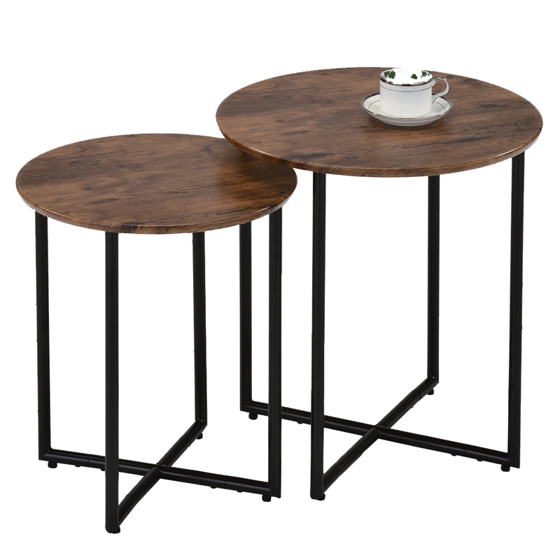 Комплект приставных столов Thomasin Duo Side Table Черный Коричневый Комплект приставных столов Thomasin Duo Side Table Черный Коричневый в Грозном | Loft Concept