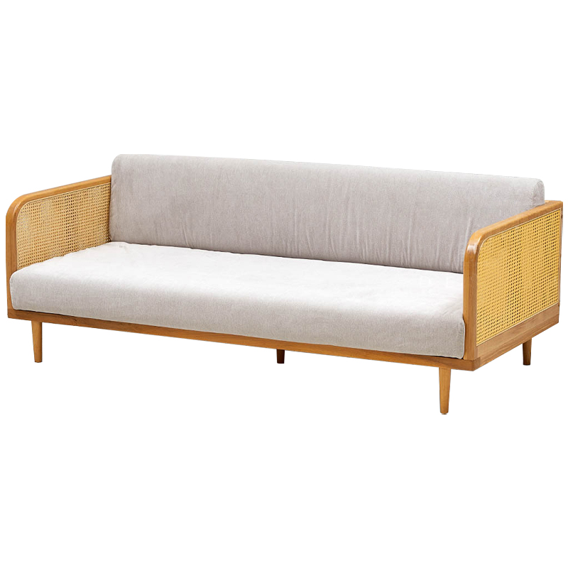 Диван с отделкой из ротанга Nava Rattan Decor Sofa Light ivory ( слоновая кость ) Бежевый Диван с отделкой из ротанга Nava Rattan Decor Sofa Light ivory ( слоновая кость ) Бежевый в Грозном | Loft Concept